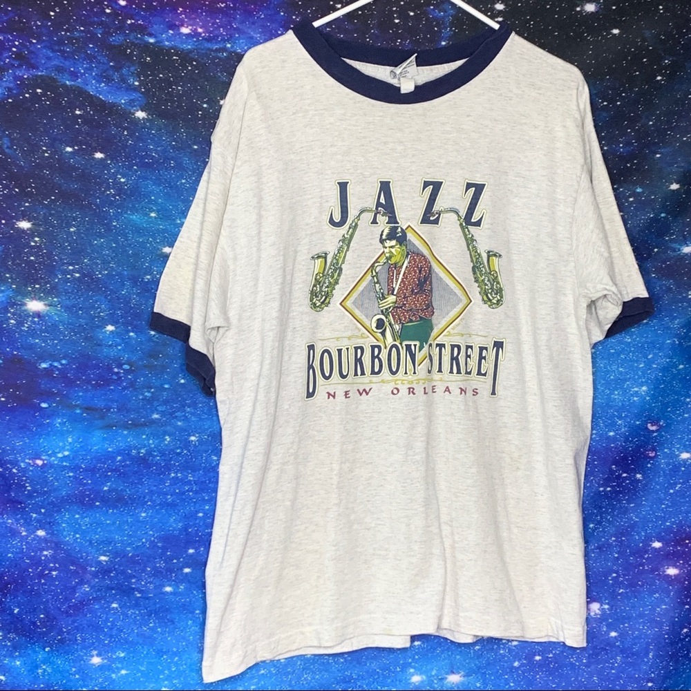 Miami T’s-Jazz Bourbon Street Gray Tee size XLarge